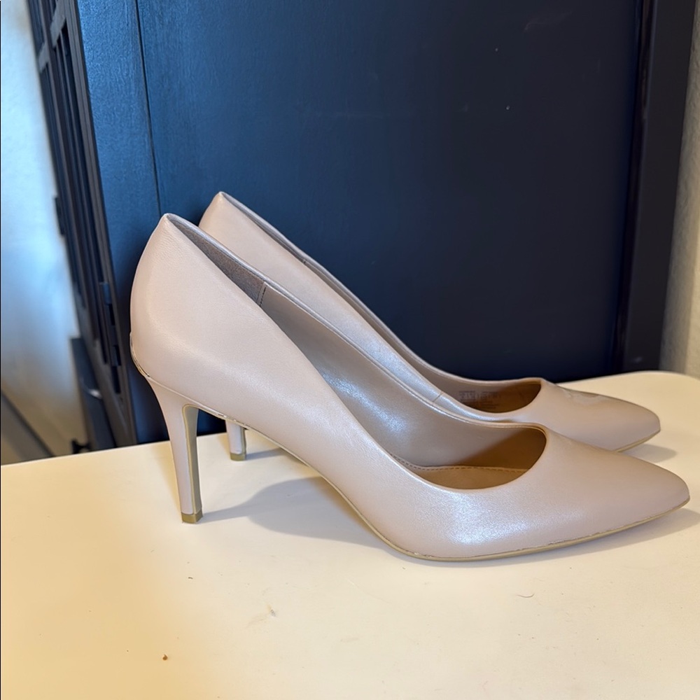 Calvin Klein Tan Heels Classic Pointed-Toe Pumps